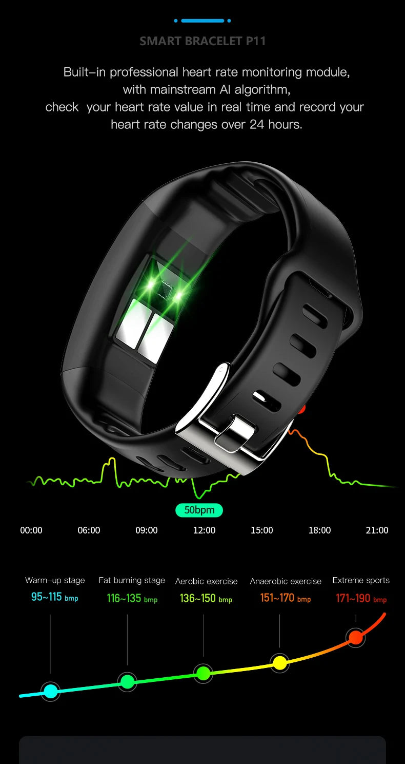 Smart Wristband Fitness Tracker, Calorie Blood Pressure Waterproof