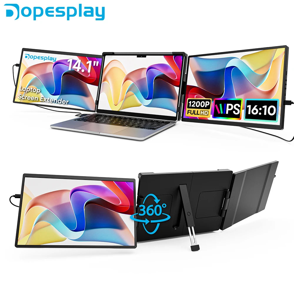 Laptops Screen Extender Triple Dual FHD 1200P IPS Portable Monitors
