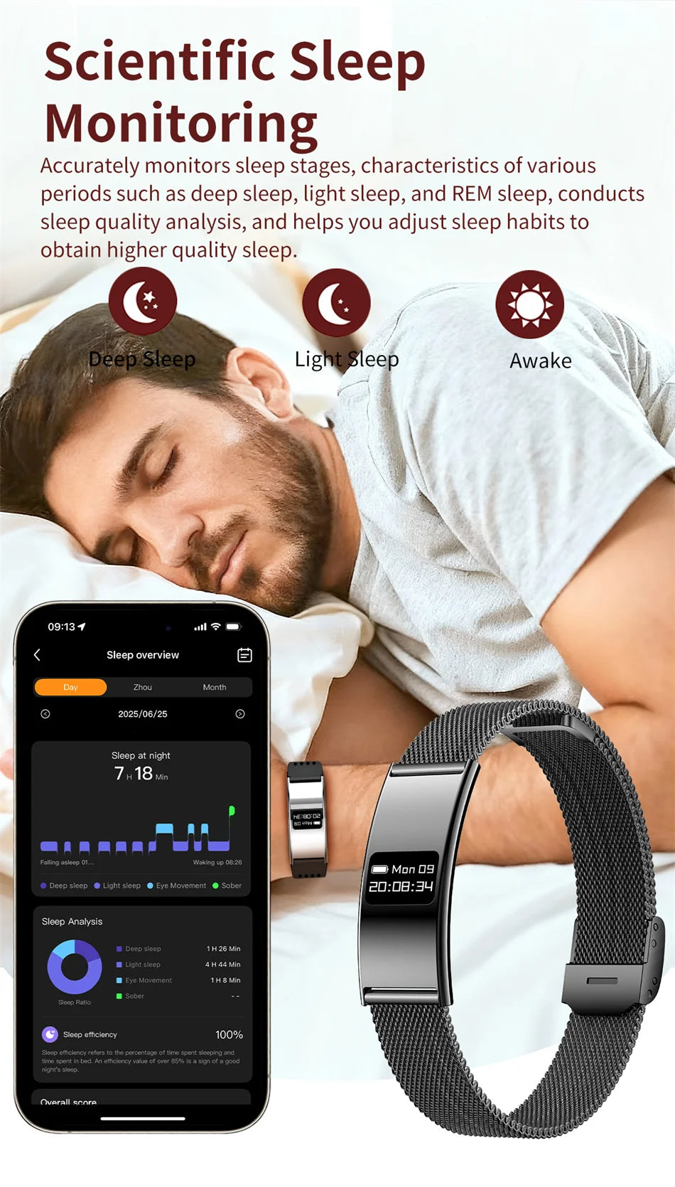 Men Women Smart Bracelet Heart Rate