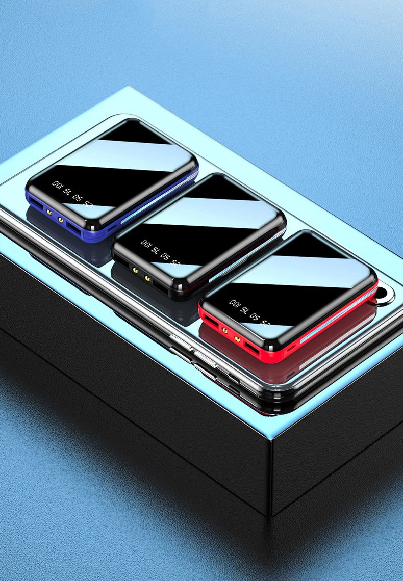 20000mAh Mini Power Bank Portable Charger Mirror Screen LED Digital Power bank External Battery